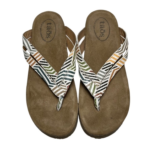 Taos Link Sandals Women's Size 10-10.5 EU 41 Multi Geometric Wedge Thong - Picture 8 of 12